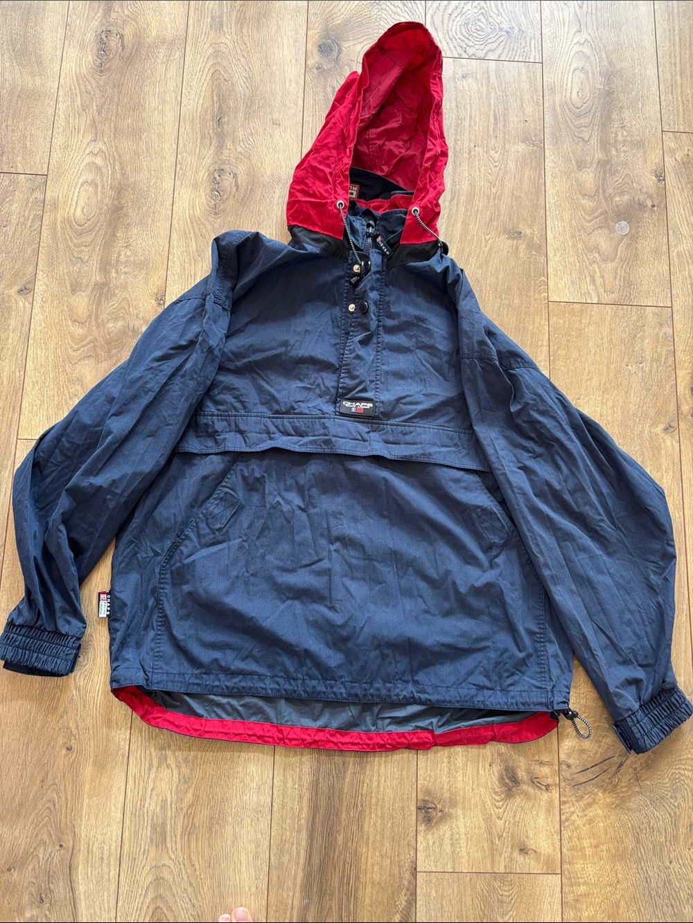 Vintage 90s Chaps Ralph Lauren Navy Blue Anorak Jacket Pullover Windbreaker